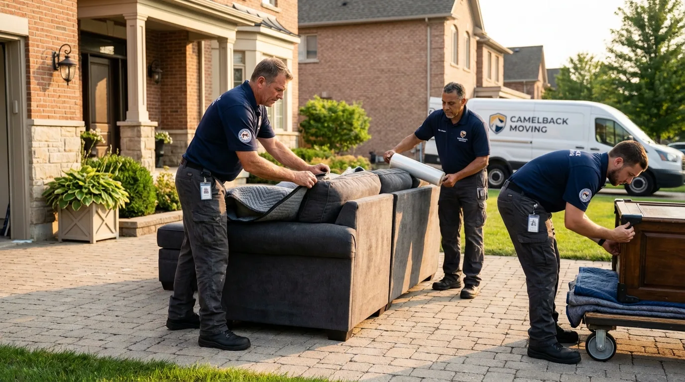 Large estate moving crew wrapping furniture in Hermitage, PA